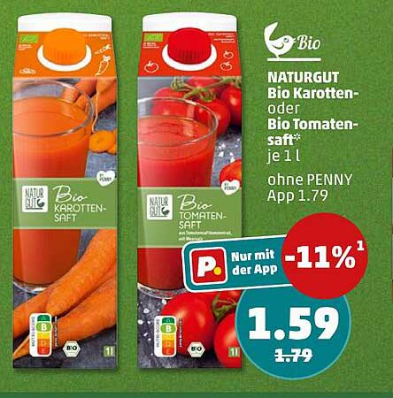 NATURGUT Bio Karotten- oder Bio Tomatensaft je 1 l