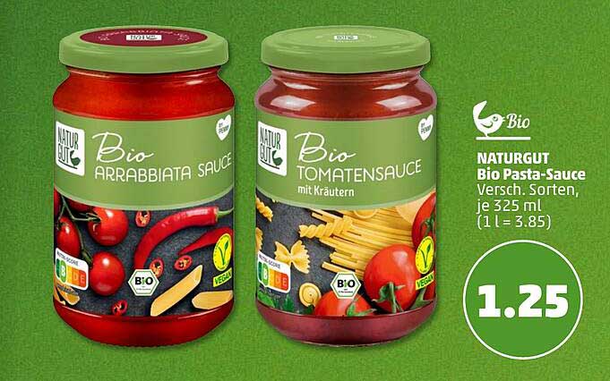 NATURGUT Bio Pasta-Sauce Versch. Sorten, je 325 ml (1 l = 3.85)