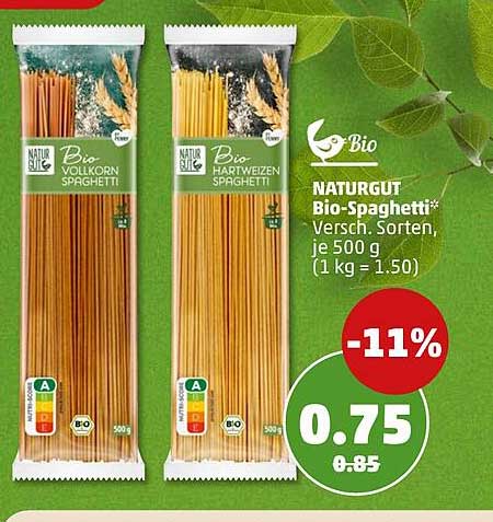 NATURGUT Bio-Spaghetti* Versch. Sorten, je 500 g (1 kg = 1.50)