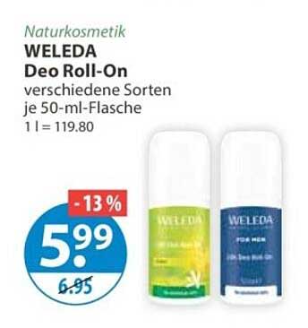 Naturkosmetik WELEDA Deo Roll-On verschiedene Sorten je 50-ml-Flasche