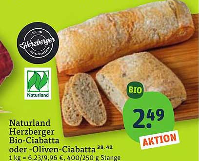 Naturland Herzberger Bio-Ciabatta oder -Oliven-Ciabatta