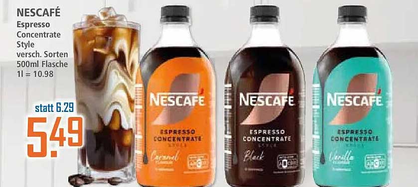 NESCAFÉ Espresso Concentrate Style versch. Sorten 500ml Flasche 1l = 10.98