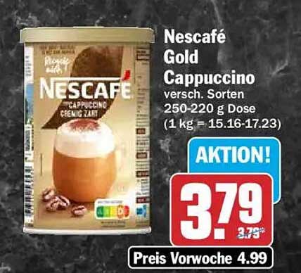 Nescafé Gold Cappuccino versch. Sorten 250-220 g Dose (1 kg = 15.16-17.23)