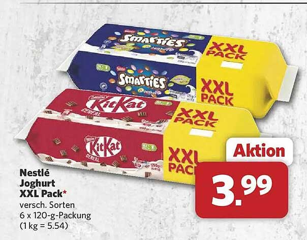 Nestlé Joghurt XXL Pack* versch. Sorten 6 x 120-g-Packung (1 kg = 5.54)