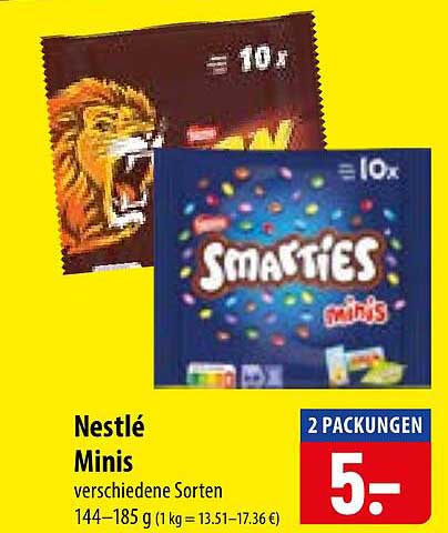 Nestlé Minis verschiedene Sorten 144–185 g