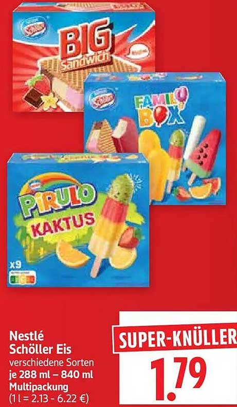 Nestlé Schöller Eis verschiedene Sorten je 288 ml – 840 ml Multipackung (1 l = 2.13 - 6.22 €)