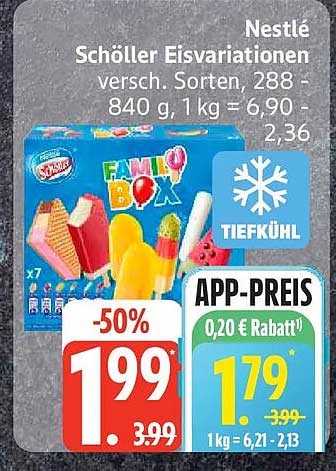 Nestlé Schöller Eisvariationen versch. Sorten, 288 - 840 g, 1 kg = 6,90 - 2,36