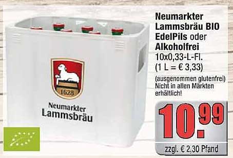 Neumarkter Lammsbräu BIO EdelPils oder Alkoholfrei 10x0,33-l-Fl.