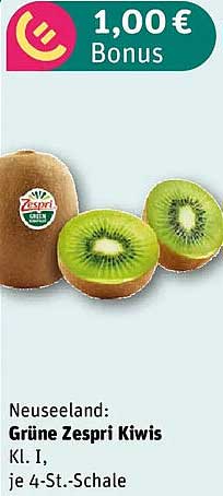 Neuseeland: Grüne Zespri Kiwis Kl. I, je 4-St.-Schale