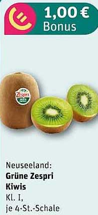 Neuseeland: Grüne Zespri Kiwis Kl. I, je 4-St.-Schale