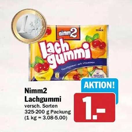 Nimm2 Lachgummi versch. Sorten 325-200 g Packung (1 kg = 3.08-5.00)
