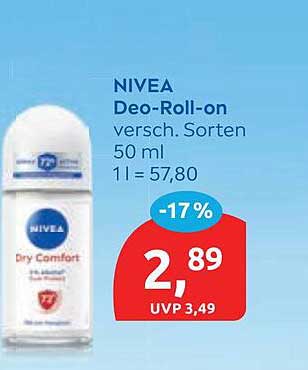 NIVEA Deo-Roll-on versch. Sorten 50 ml 1 l = 57,80