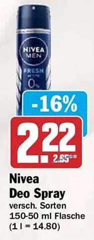 Nivea Deo Spray versch. Sorten 150-50 ml Flasche (1 l = 14.80)