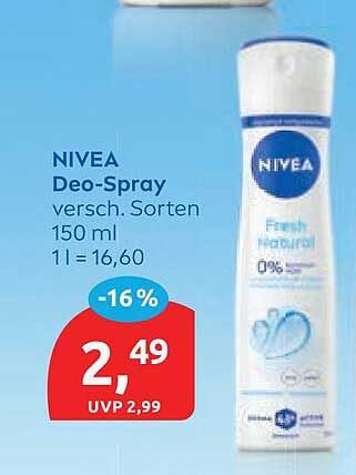 NIVEA Deo-Spray versch. Sorten 150 ml 1 l = 16,60