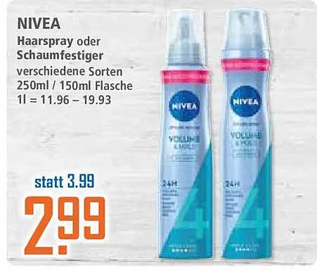 NIVEA Haarspray oder Schaumfestiger verschiedene Sorten 250ml / 150ml Flasche 1l = 11.96 - 19.93