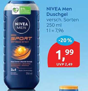 NIVEA Men Duschgel versch. Sorten 250 ml 1 l = 7,96