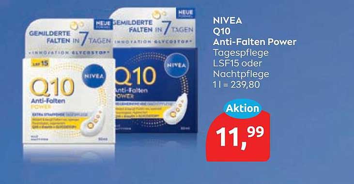 NIVEA Q10 Anti-Falten Power Tagespflege LSF15 oder Nachtpflege 1 l = 239,80