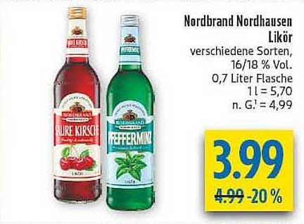 Nordbrand Nordhausen Likör verschiedene Sorten, 16/18 % Vol., 0,7 Liter Flasche