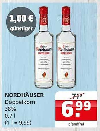 NORDHÄUSER Doppelkorn 38% 0,7 l (1 l = 9,99)