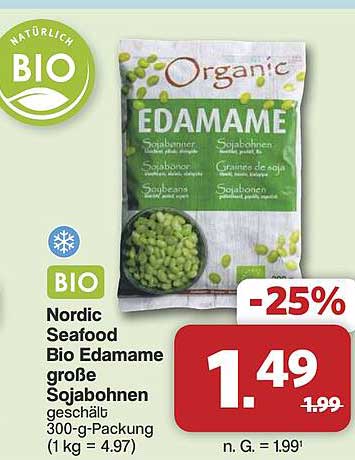 Nordic Seafood Bio Edamame große Sojabohnen geschält 300-g-Packung (1 kg = 4.97)