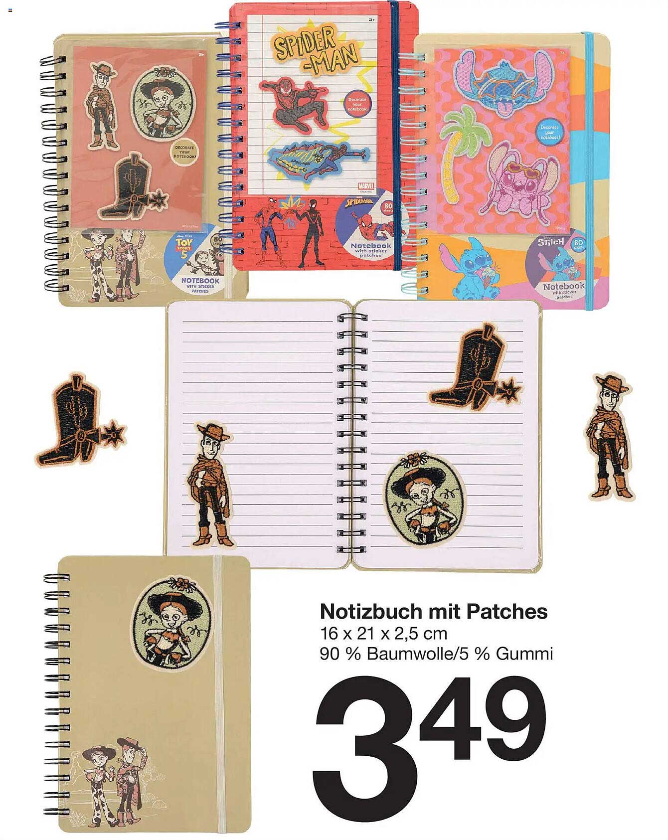Notizbuch mit Patches