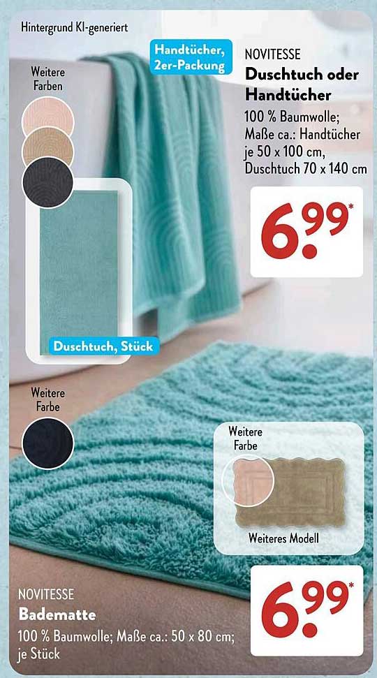 NOVITESSA Duschtuch oder Handtücher