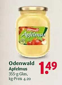 Odenwald Apfelmus 355-g-Glas, kg-Preis 4,20