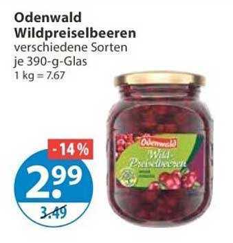 Odenwald Wildpreiselbeeren verschiedene Sorten je 390-g-Glas
