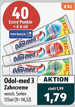 Odol-med 3 Zahncreme versch. Sorten 125ml (1l=14,32)