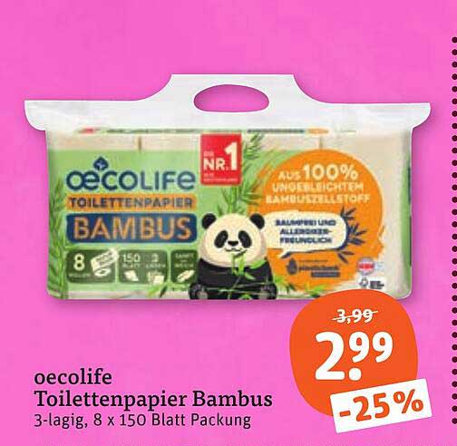 oecolife Toilettenpapier Bambus