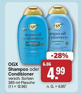 OGX Shampoo oder Conditioner versch. Sorten 385-ml-Flasche (1 l = 12.96)