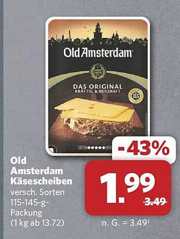 Old Amsterdam Käsescheiben versch. Sorten 115-145-g-Packung (1 kg ab 13.72)