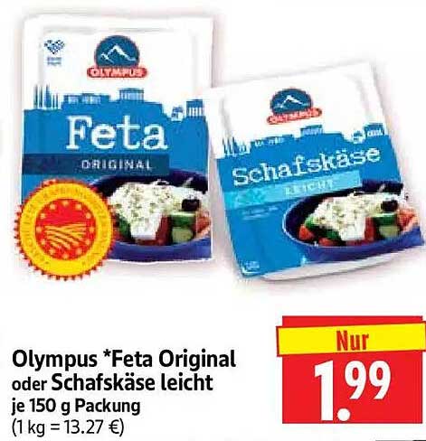 Olympus *Feta Original oder Schafskäse leicht je 150 g Packung