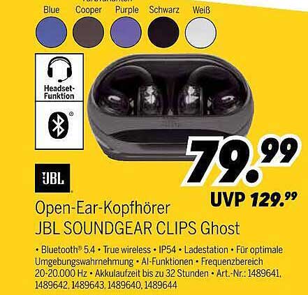 Open-Ear-Kopfhörer JBL SOUNDGEAR CLIPS Ghost