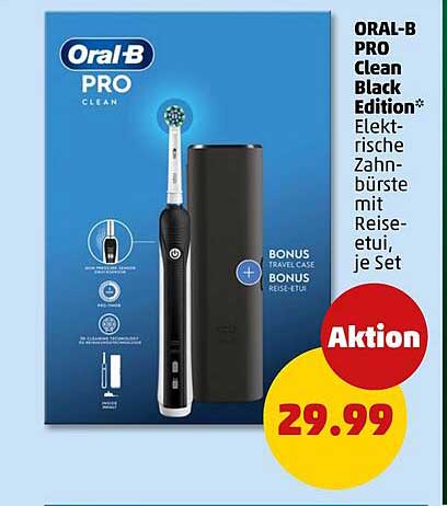 ORAL-B PRO Clean Black Edition* Elektrische Zahnbürste mit Reiseetui, je Set