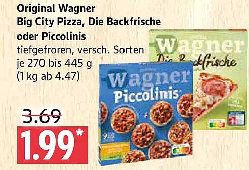 Original Wagner Big City Pizza, Die Backfrische oder Piccolinis