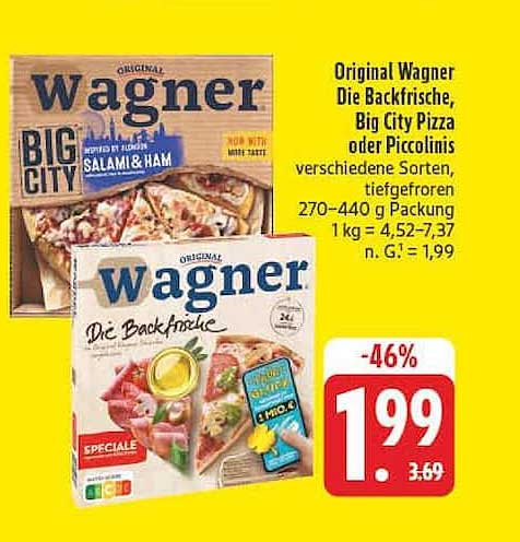 Original Wagner Die Backfrische, Big City Pizza oder Piccolinis verschiedene Sorten, tiefgefroren