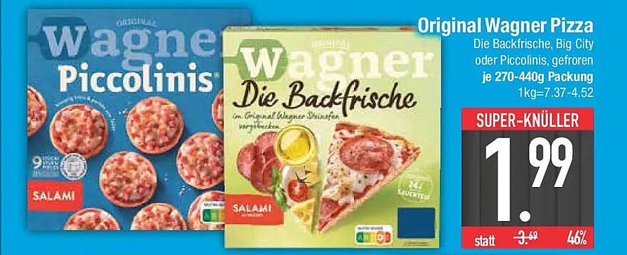 Original Wagner Pizza Die Backfrische, Big City oder Piccolinis, gefroren je 270-440g Packung