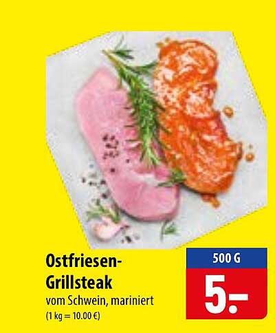 Ostfriesen-Grillsteak vom Schwein, mariniert