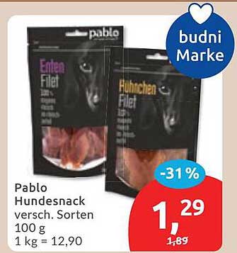 Pablo Hundesnack versch. Sorten 100 g 1 kg = 12,90