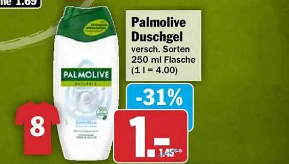 Palmolive Duschgel versch. Sorten 250 ml Flasche (1 l = 4.00)