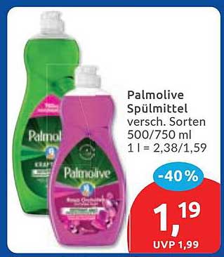 Palmolive Spülmittel versch. Sorten 500/750 ml 1 l = 2,38/1,59