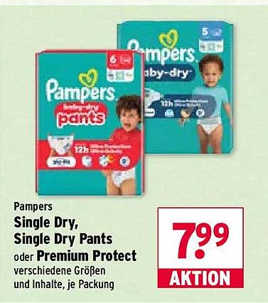 Pampers Single Dry, Single Dry Pants oder Premium Protect