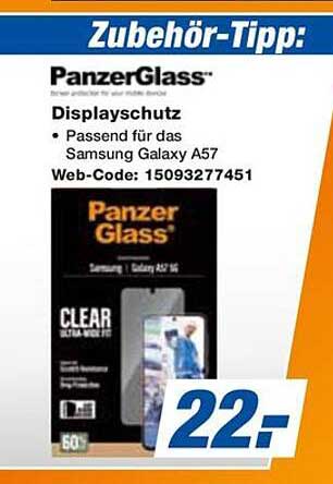 PanzerGlass Displayschutz - Passend für das Samsung Galaxy A57 Web-Code: 15093277451