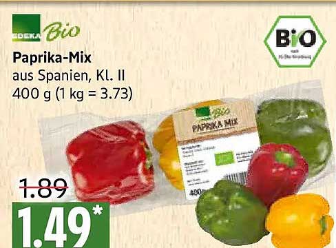 Paprika-Mix aus Spanien, Kl. II 400 g (1 kg = 3.73)
