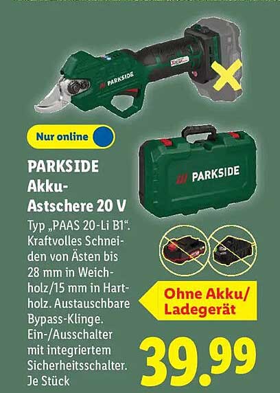 PARKSIDE Akku-Astschere 20 V