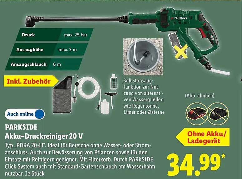 PARKSIDE Akku-Druckreiniger 20 V