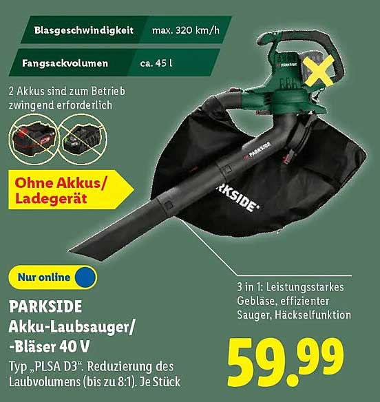 PARKSIDE Akku-Laubsauger/-Bläser 40 V