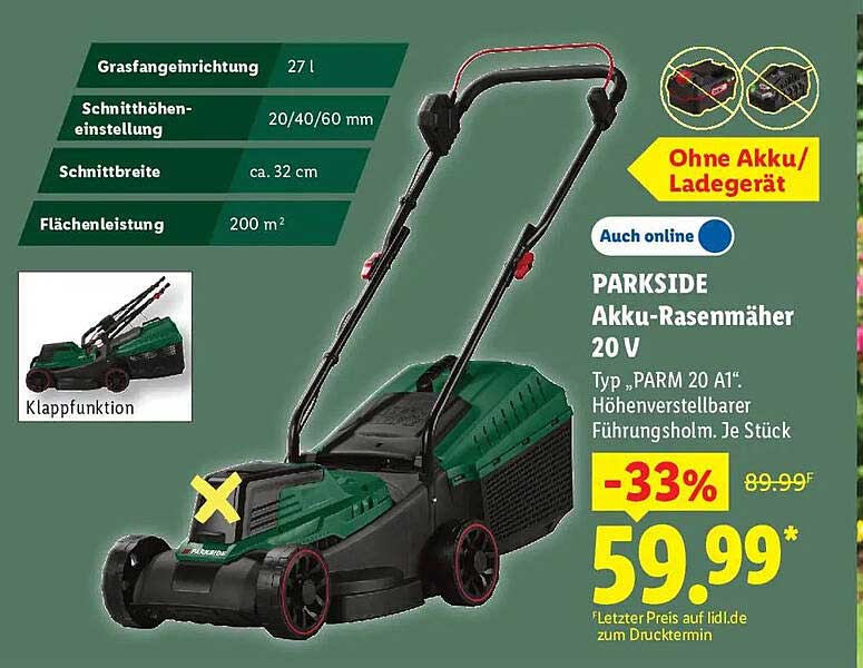 PARKSIDE Akku-Rasenmäher 20 V