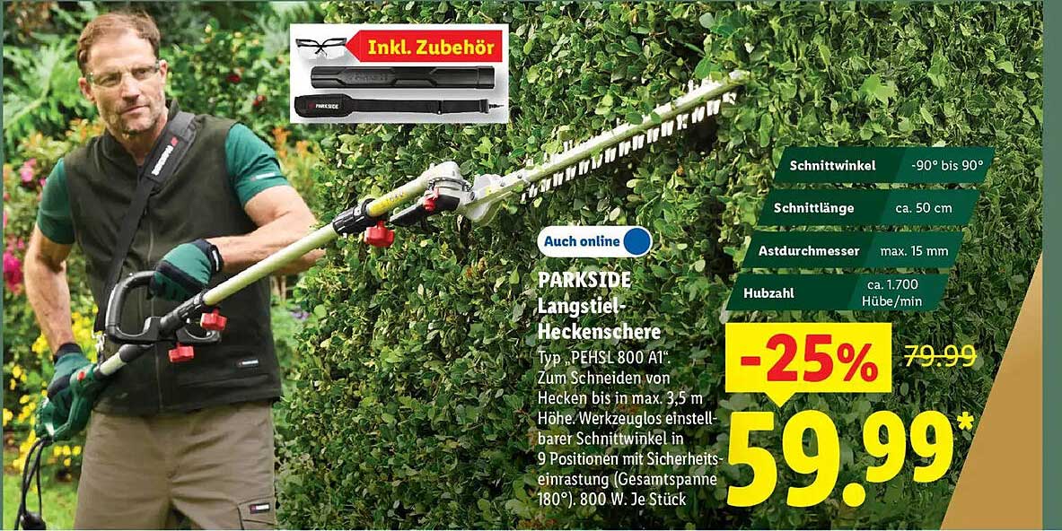 PARKSIDE Langstiel-Heckenschere Typ „PEHSL 800 A1“